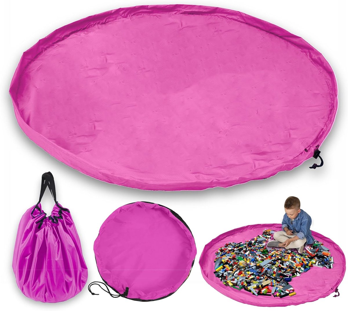 SnelShoppen - Opbergzak Speelgoedzak | Speelmat Opbergzak | Toy Bag - 150cm Pink voor Kinderen, Organiseren en Snelle Opruiming van Speelgoed