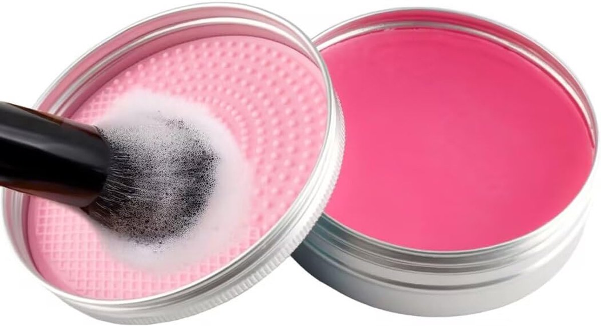 SnelShoppen - Make-upborstelreinigingsset met 100 g Penseelzeep en Siliconen Reinigingsmat - Grondige Reiniging voor Cosmetische Kwasten en Sponzen -