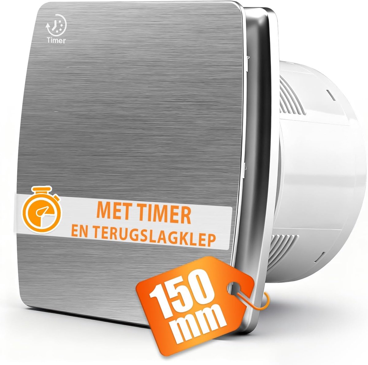 SnelShoppen - Badkamer Afzuigventilator 6" met Terugslagklep - 240 m³/h - Stil 35 dB - IPX4 Waterdicht - Energiezuinig voor Kelder, Toilet, Keuken, Mu