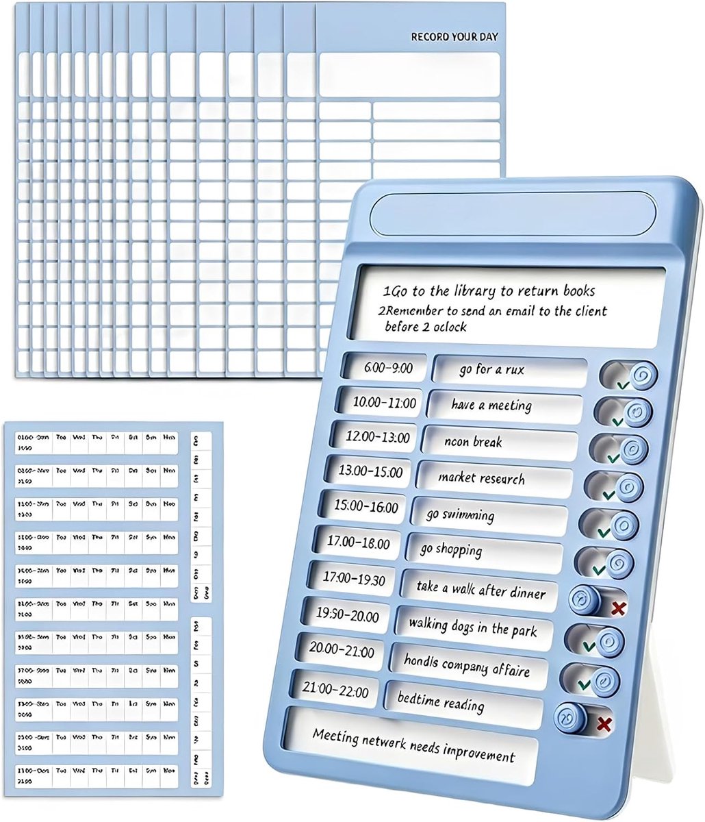 Thijox - Draagbare Checklist Board met 15 Blanco Papier, Afneembaar Weekplanner Werkbord voor Kinderen in Blauw - Perfect voor School, Huiswerk, en Or