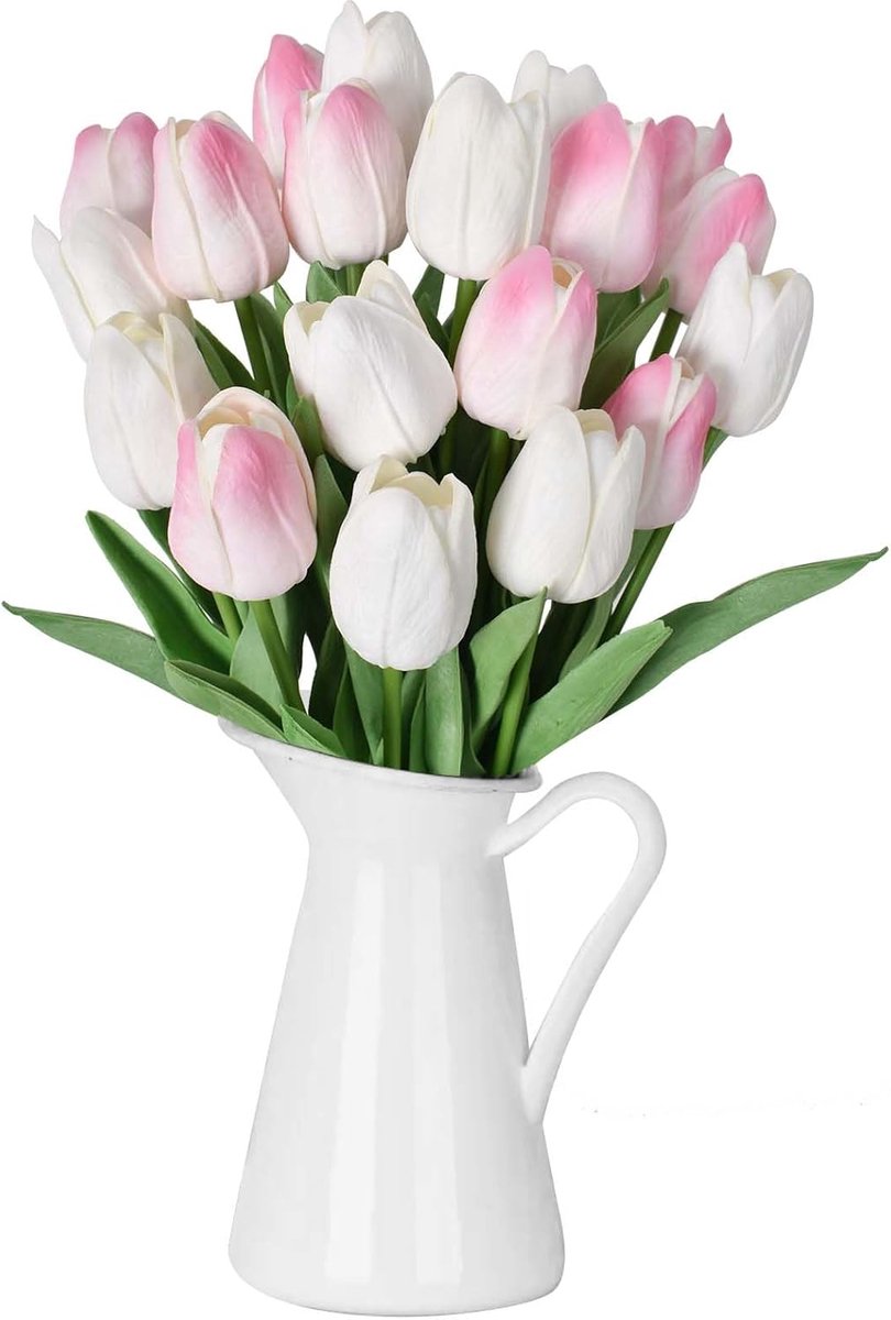 SnelShoppen - 20 Stuks Kunstmatige Tulpen - Real Touch Latex Tulpen voor Huiskamer, Bruiloft, Feestdecoratie - 34 cm Hoog - Kleurvol en Realistisch
