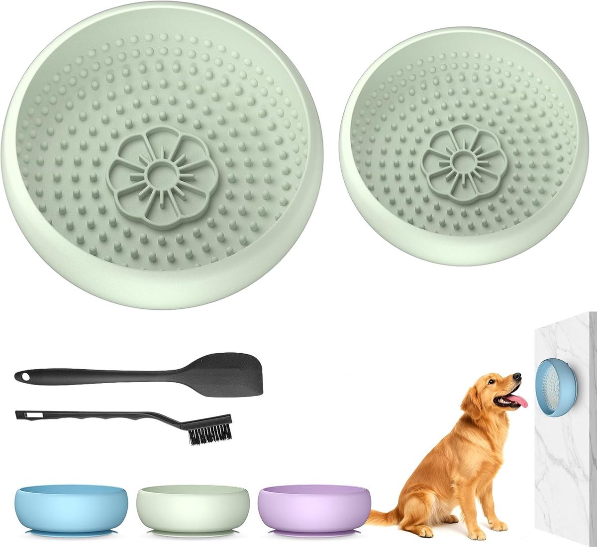 SnelShoppen - Pack van 2 Honden Voerbakken van Silicone, Anti-Angst, Koelbaar, Antislip, Makkelijk Schoon te Maken, Voor Alle Honden