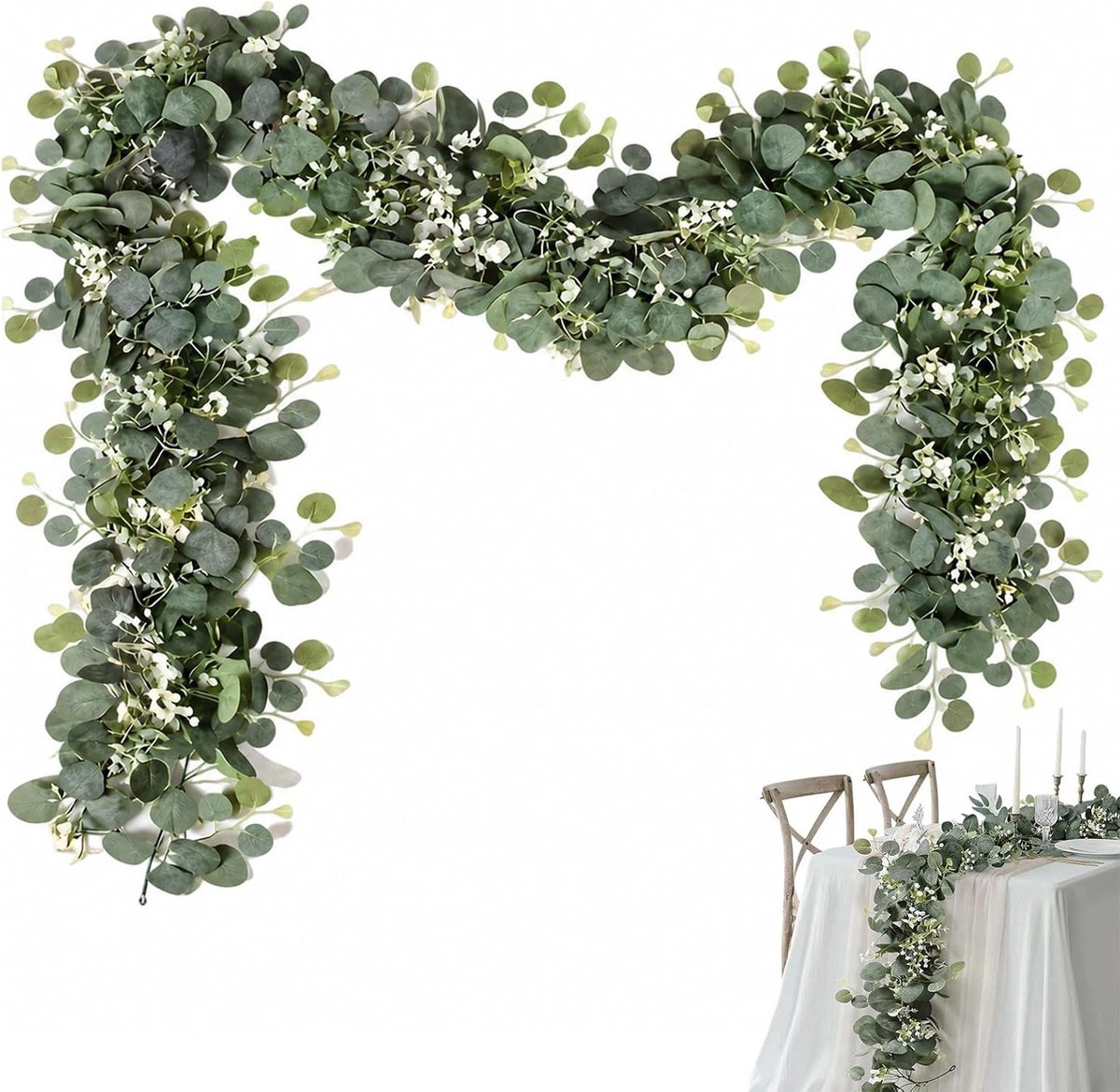 Kunstmatige garnalenplant van 1,8 m met eucalyptusbladeren, ideale decoratie voor huis, bruiloften en feesten, duurzame nepplanten voor interieurstyling