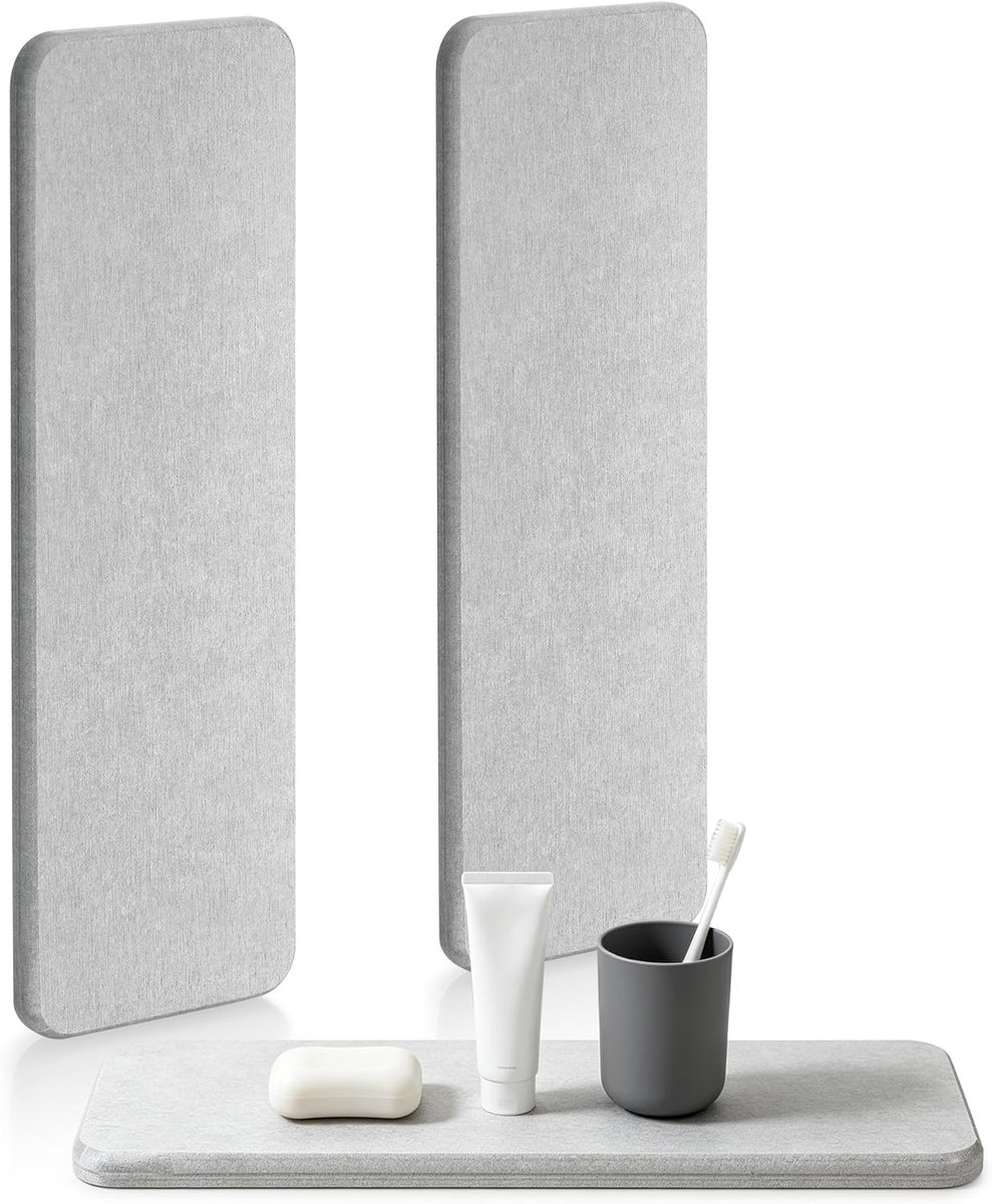 SnelShoppen - Set van 2 Diatomiet Matten 22 x 7 cm - Sneldrogende Zeep Dish voor Badkamer en Keuken - Natuurlijke Waterabsorptie en Vochtafvoer - Mili