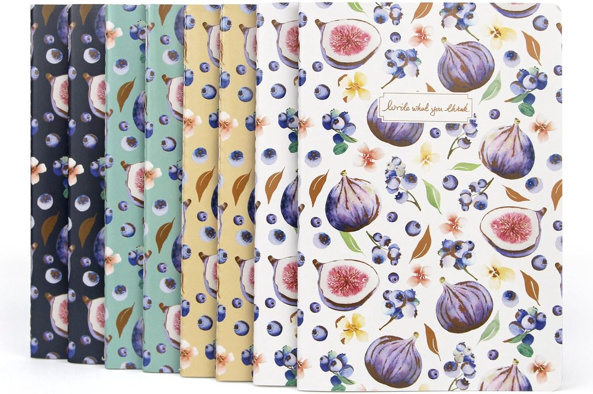 SnelShoppen - A5 Lined Notebooks 8-Pack - 96 Pagina's Soft Cover Notitieschriften met Steeknaad, Donkerblauw, Grijs Groen, Licht Beige, Wit - Ideaal v