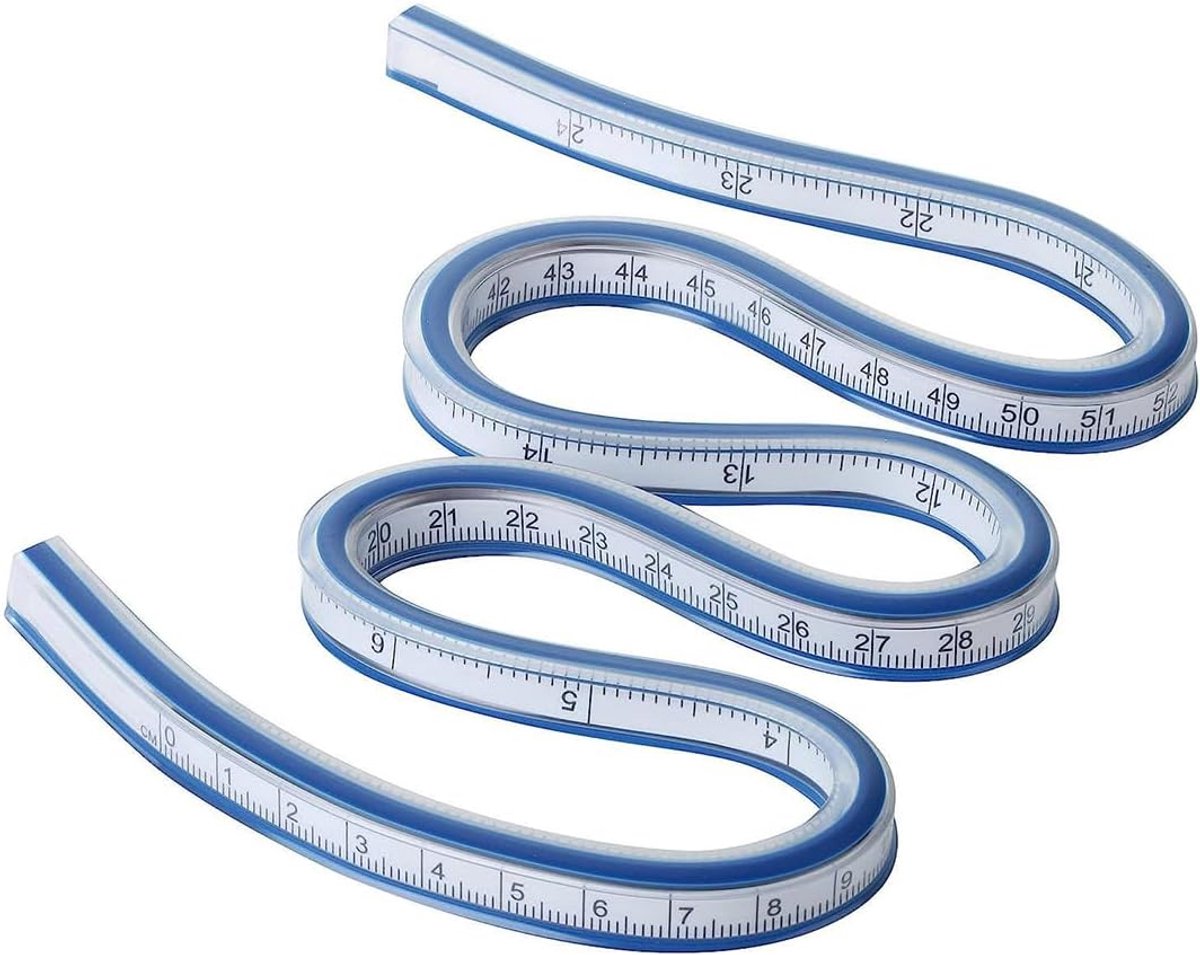SnelShoppen - 60 cm Flexibele Curve Liniaal, Buigzame Ruler, Naai Liniaal, Malleabele Ruler voor Technische Tekeningen en Modeontwerp, Dubbelzijdige S