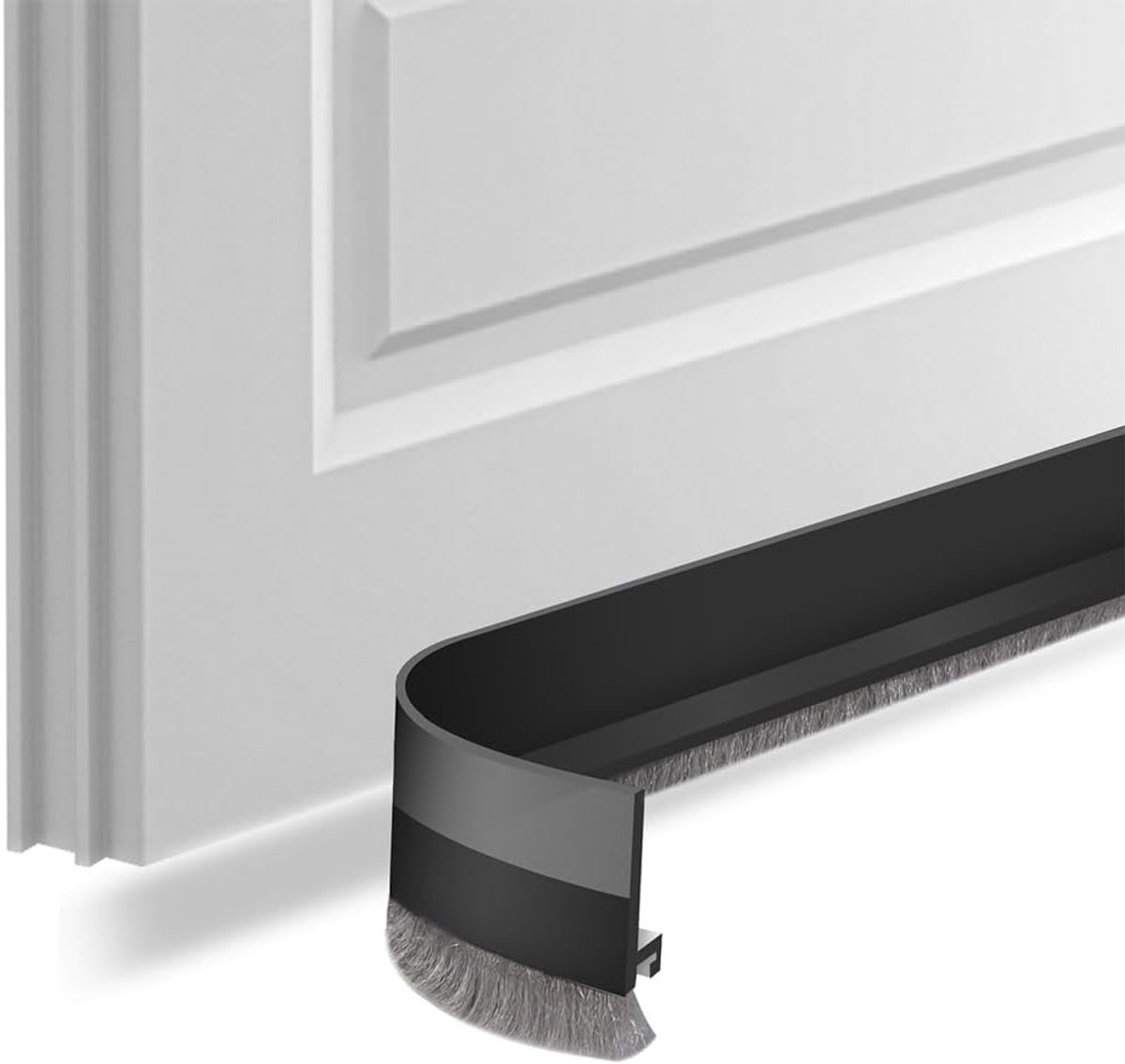 SnelShoppen - Door Seal Adhesive Brush Draught Excluder Strip 3cm Zwart - Flexibele Siliconen Deurafdichting voor Huizen & Kamers - Ideaal tegen Tocht