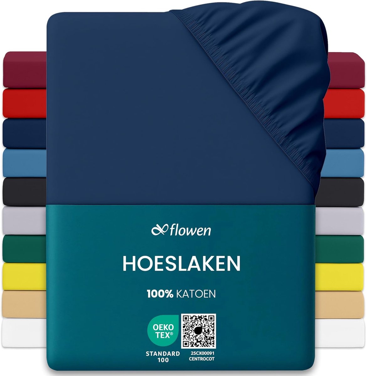 SnelShoppen - Fitted Sheet voor Franse Bed 120 x 190 cm - Donkerblauw - 100% Katoen - Mite Proof & Ademend - Geschikt voor Matrassen tot 30 cm - Zacht