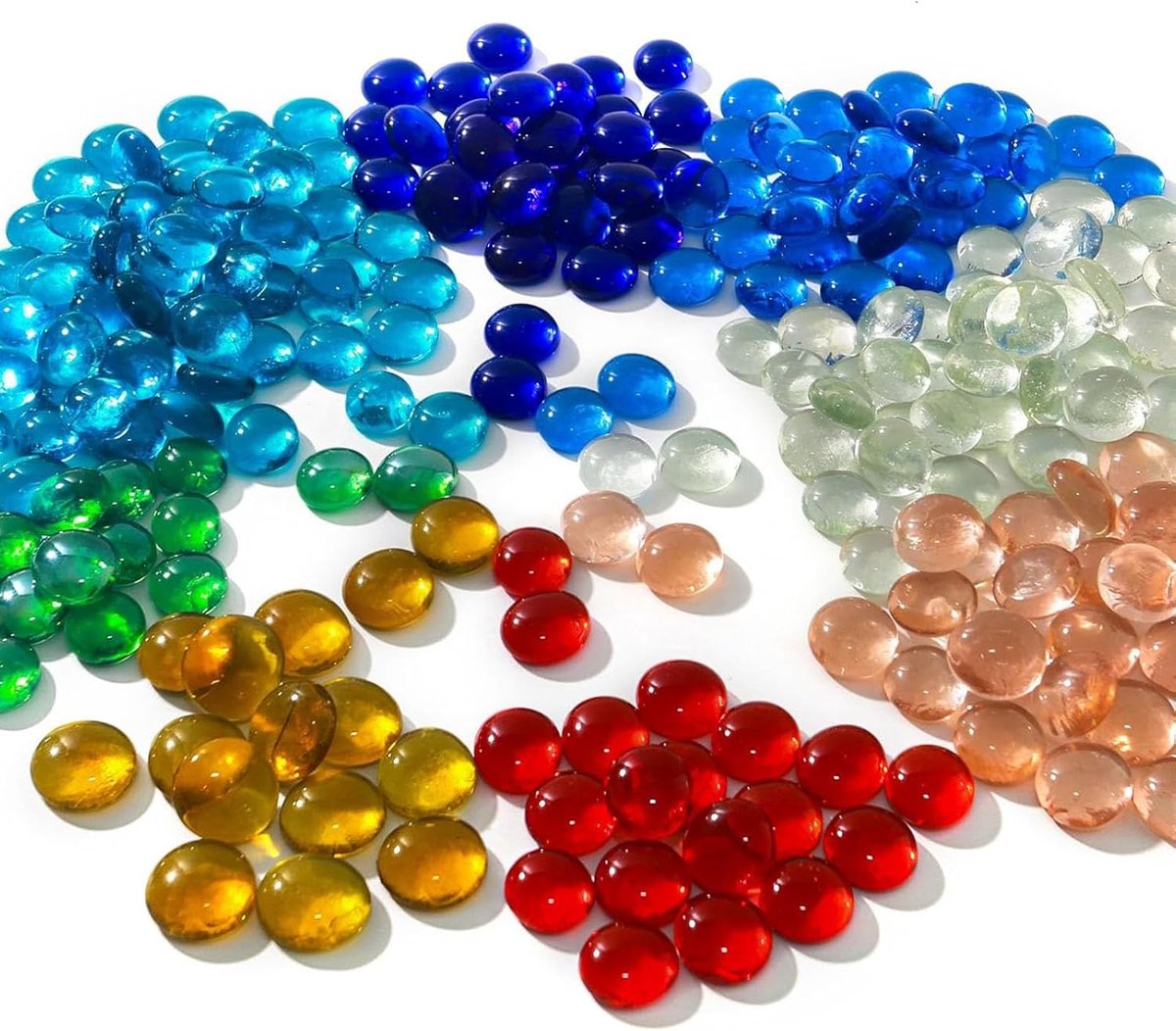 SnelShoppen - Kleurige Glazen Stenen 420 Stuks 1800g | 15-20mm Decoratieve Glasknikkers voor Aquarium, Vaasje Vullen, Hydroponics & Huisdecoratie