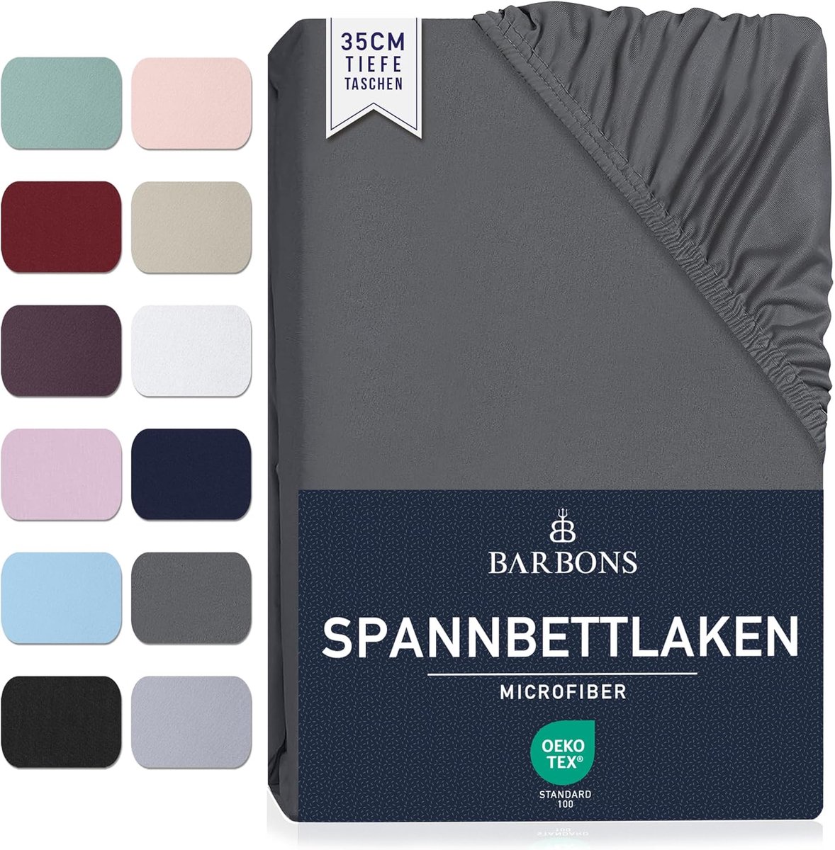 SnelShoppen - Fitted Sheet 90x200 cm - Donkergrijs Microfiber Polyester - Geschikt voor 35 cm Hoogte Matrassen - Ademend en Oeko-Tex Gecertificeerd -
