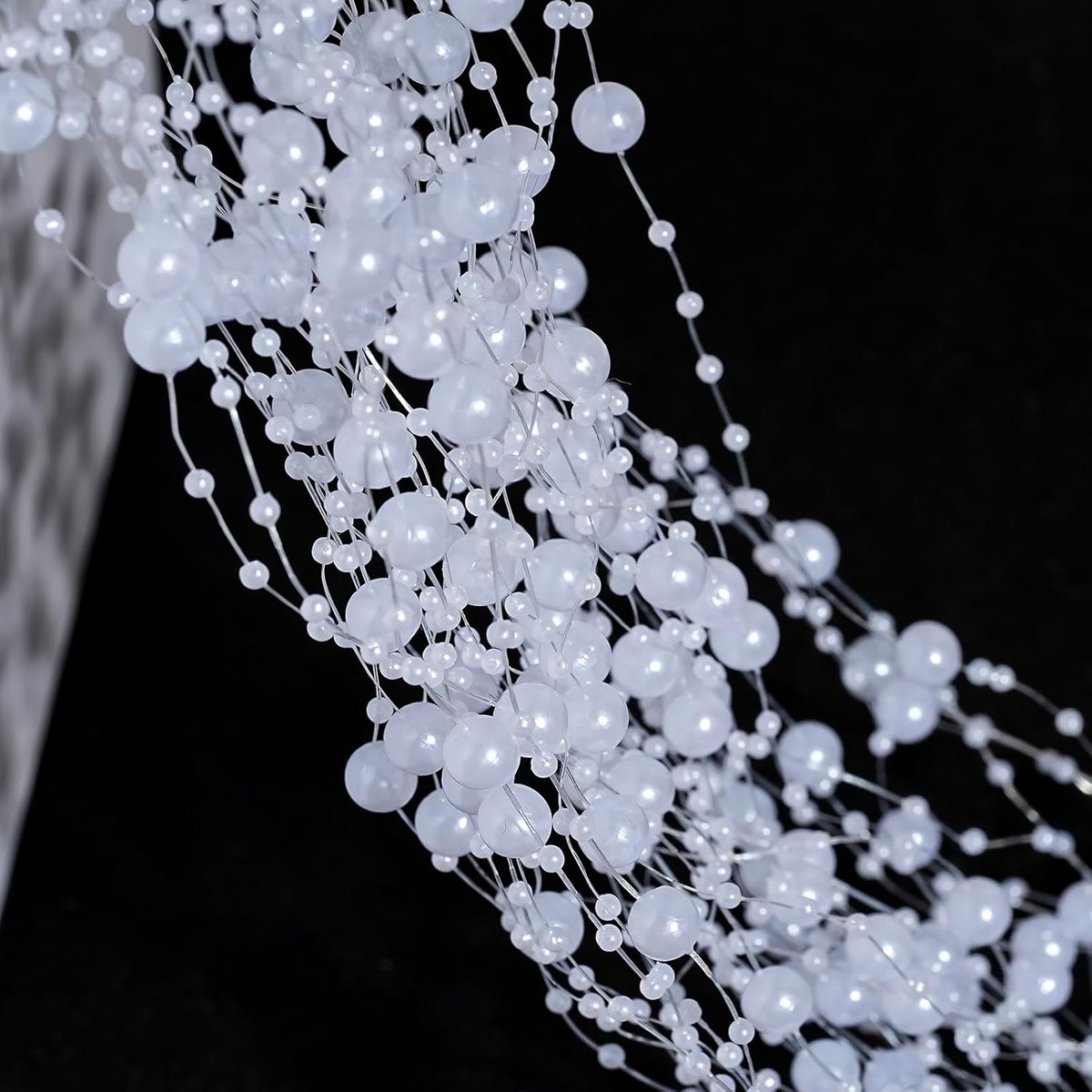 SnelShoppen - Pearl Garland 52 m Wit - 40 Strengen Parelsnoer - Decoratie voor Tafel, Bruiloft, Kerstboom, Diaper Cake, Feest, Creatief, Acryl