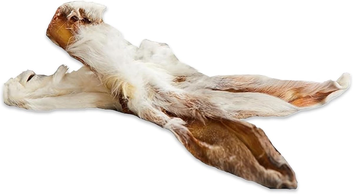 SnelShoppen - 123 Treats Konijnenoren met Vacht, 100% Natuurlijk Kauwsnacks voor Honden - 1kg, Gezonde Tanden en Gums, Ideaal voor Kieskeurige Eters