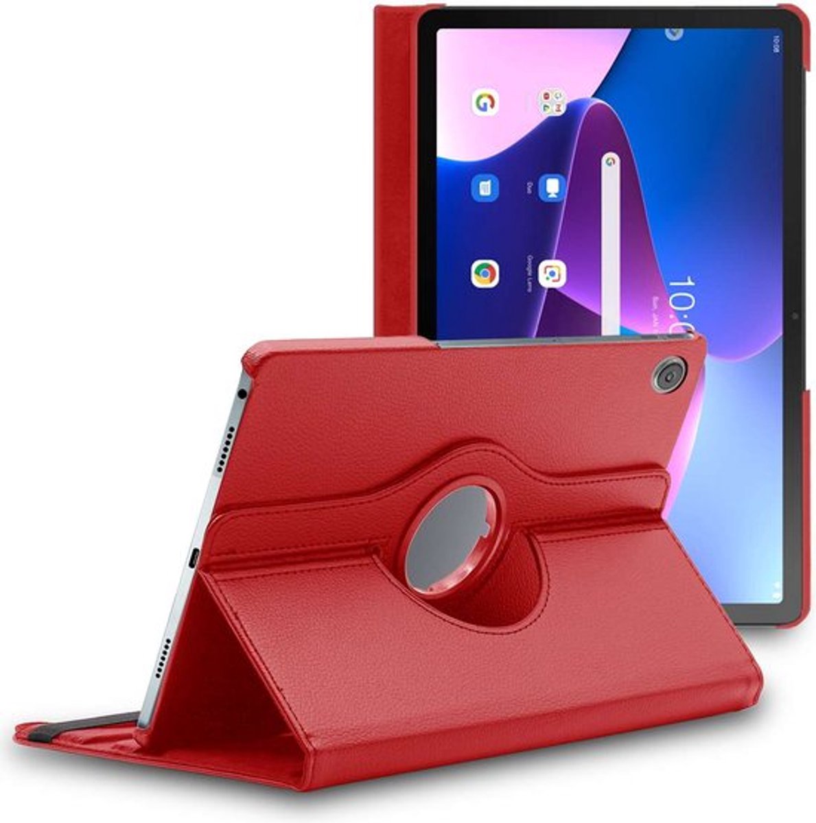 ebestStar - Hoes geschikt voor Lenovo Tab M10 Plus 10.6 (Gen 3), Roterende Etui, Case, 360° Draaibaar hoesje, Rood
