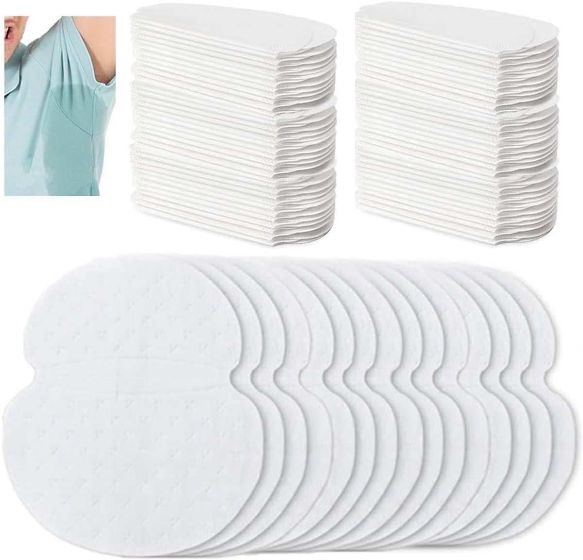 120 Stuks Onderarm Pads, Zelfklevende Katoenen Zweetpads, Onzichtbare Zweetbescherming voor Dames en Heren, Ideaal voor Sport en Dagelijks Gebruik