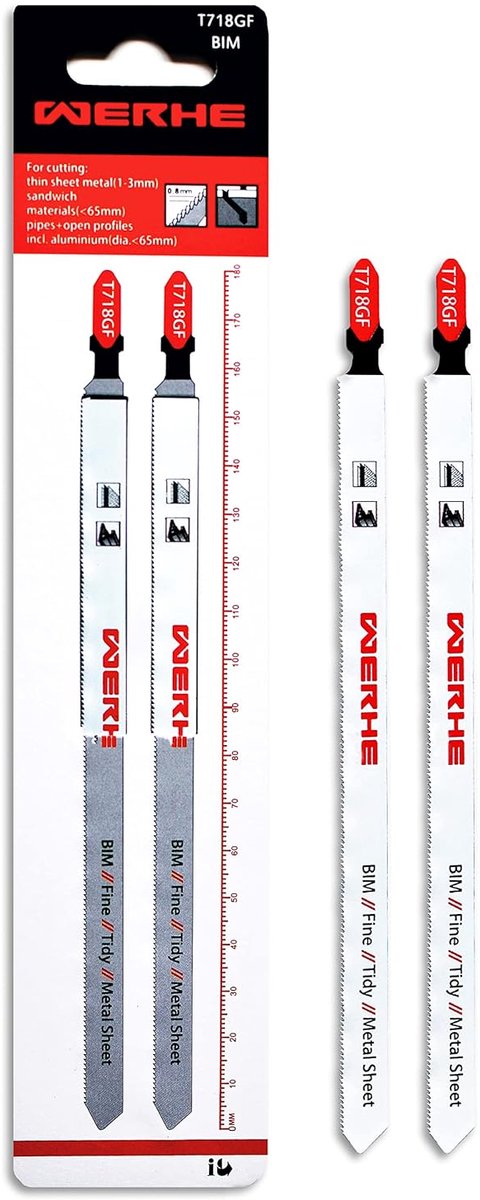 SnelShoppen - 2x Metaal Decoupeerzaagbladen 180 mm T718GF - Extra Lange Snijbladen voor Precisiewerk - Geschikt voor Diverse Merken