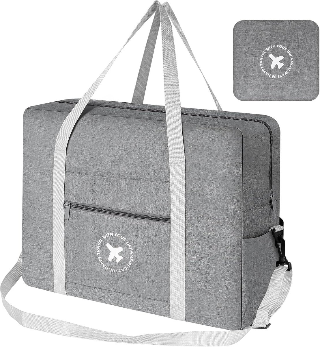 Thijox - AiQInu Reistas Handbagage 45x36x20 cm - Opvouwbare Handbagagetas voor Easyjet Cabin Bag - Grijze Handtas met Schouderriem voor Heren en Dames
