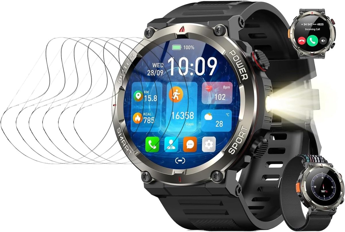 SnelShoppen - 6 pcs TPU Gel Screen Protector voor Slimme Horloge 1.45" - Flexibele Hydrogel Film Transparante Beschermer - Ultra Dun, Aanraakgevoelig,