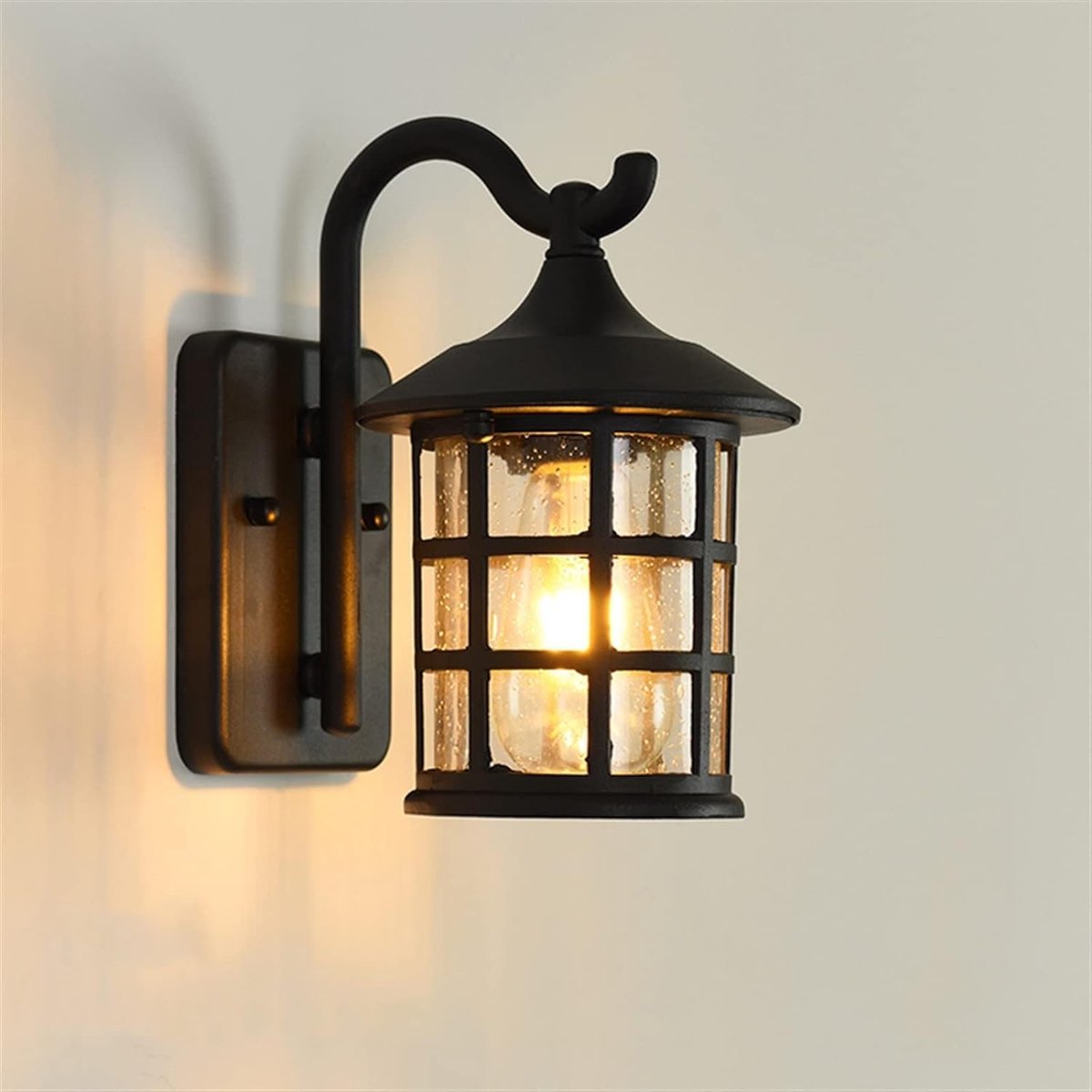 SnelShoppen - Vintage Buiten Wandlamp Lantaarn Tuinlamp Waterdicht Aluminium Glas E27 Buitenlamp voor Deur, Huis, Balkon, Garage, Hal, Patio