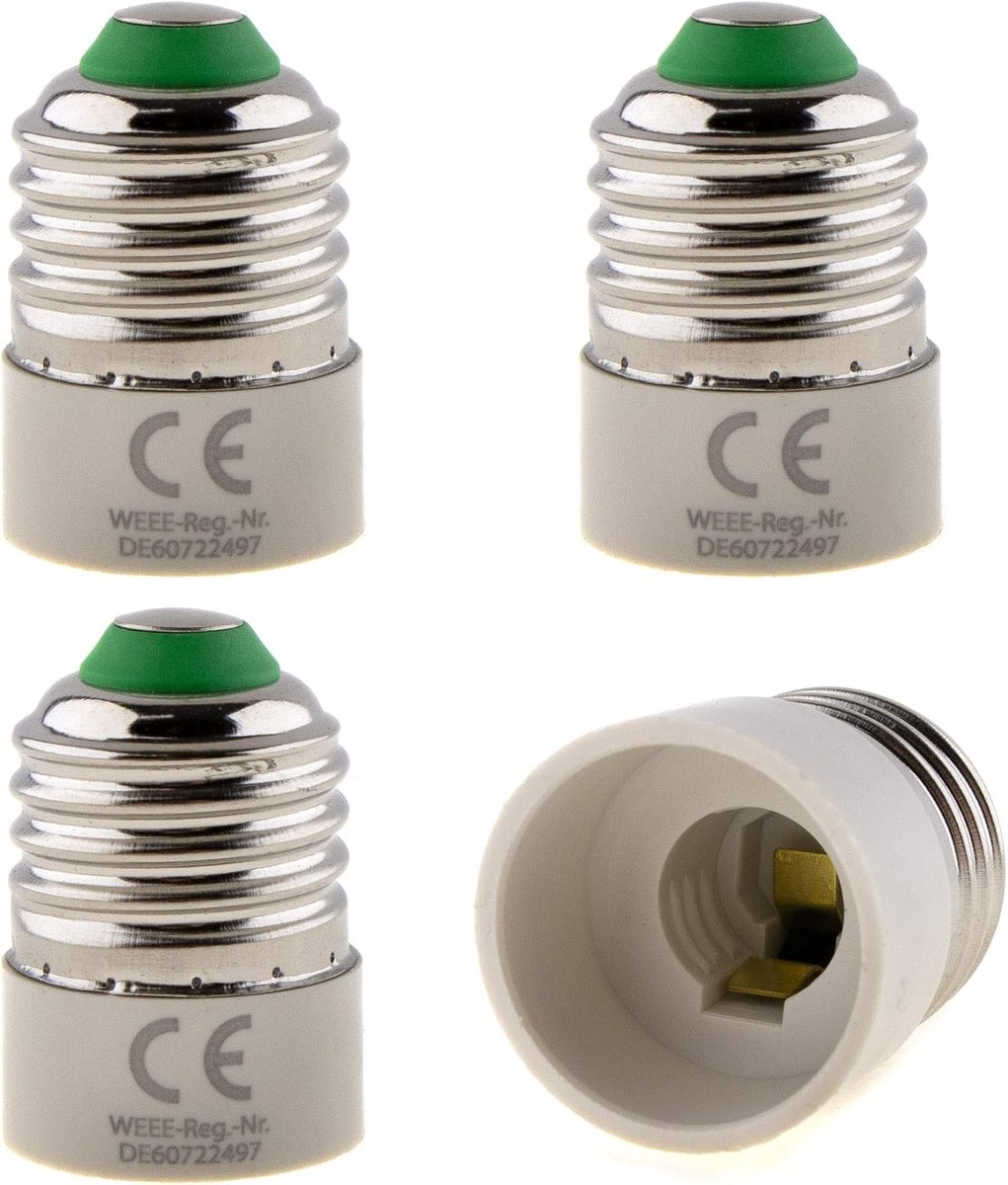 SnelShoppen - Set van 4 E27 naar E14 Lamp Socket Adapter - Lampen Adapter voor LED, Halogeen, en Spaarlampen - Geschikt voor Smart Home - Wit