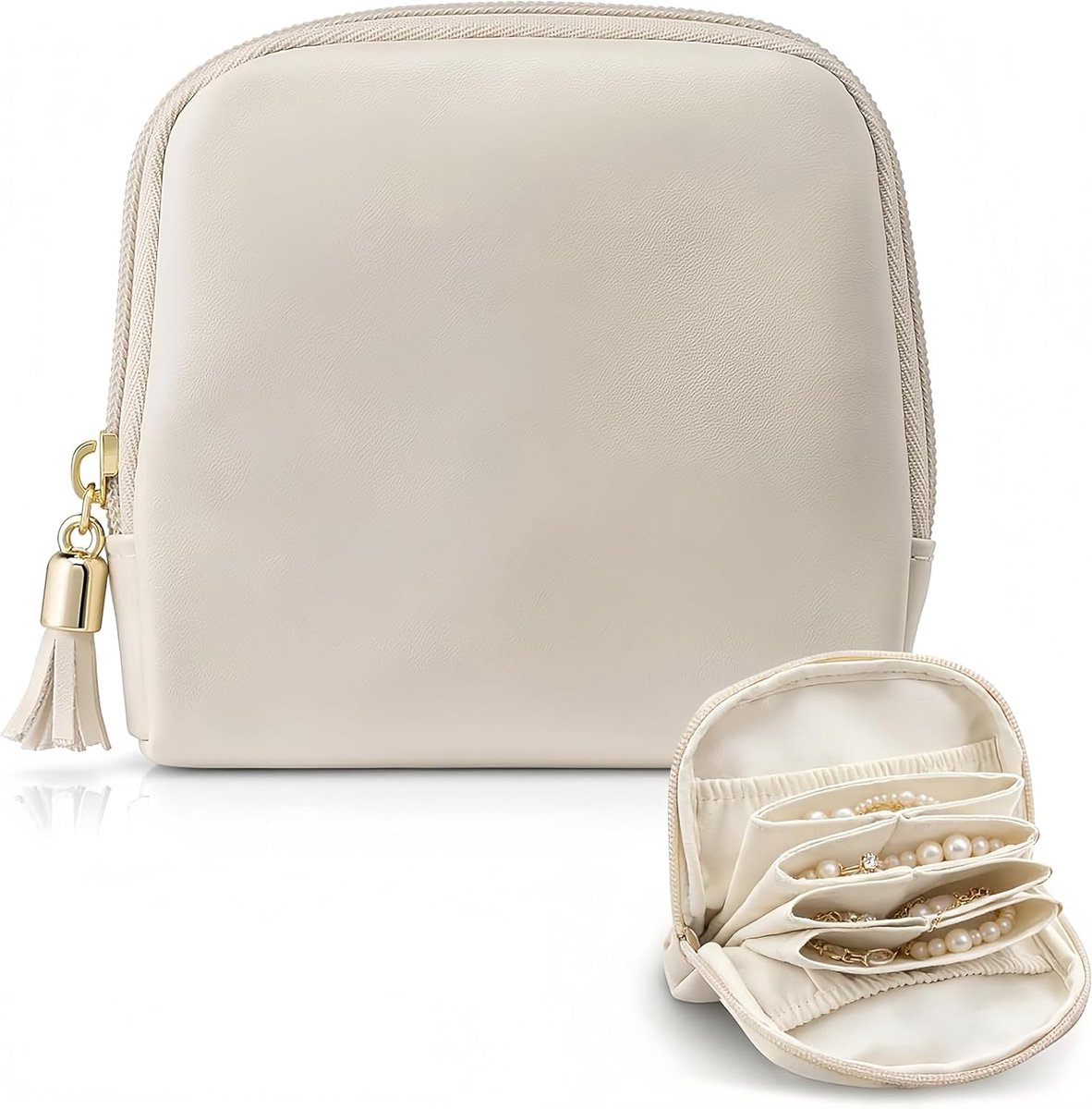 SnelShoppen - Travel Case voor Sieraden, Multifunctionele Draagbare Sieraden Pouch met Zachte Fluwelen Dozen, Waterdicht en Kr Scratchbestendig Exteri