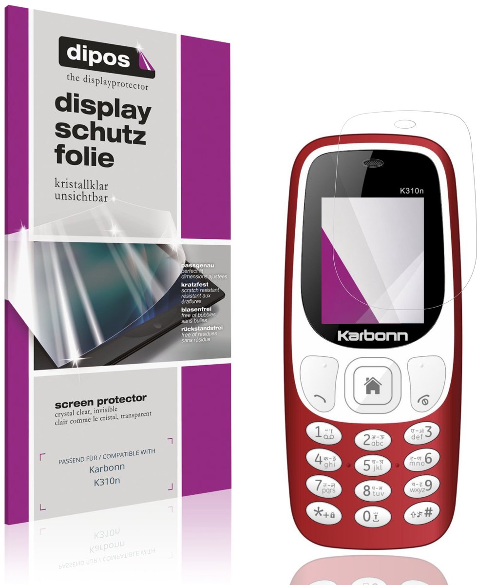 dipos – 4x Beschermfolie geschikt voor Karbonn K310n | Krasbestendige & heldere Screenprotector Ultra-Thin