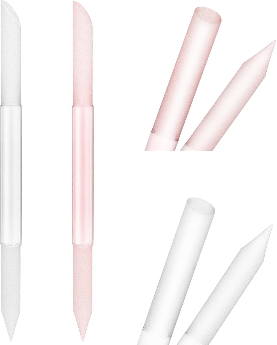 SnelShoppen - Glas Cuticle Pusher en Verwijder Tool - Dubbelzijdige Nagel Trimmer en Manicure Stick - Precisie Vijl Set (2 Stuks, Transparant & Roze)
