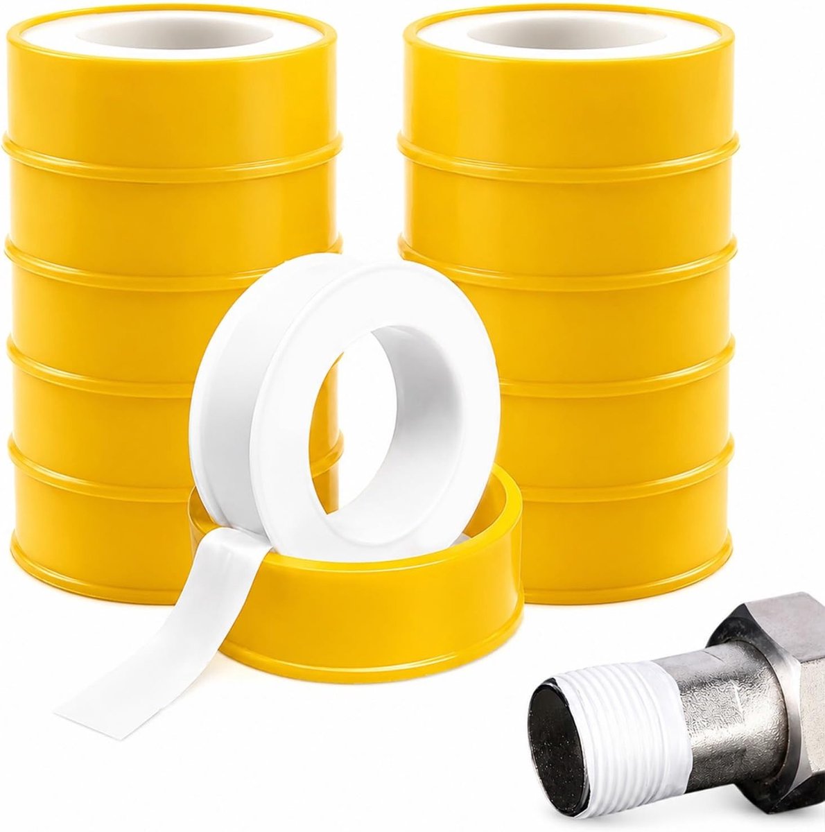10 Stuks PTFE Afdichtingstape 12 mm x 12 m, Wit, Voor Gas, Water, Sanitair, Verwarming en Schroefdraadafdichting, Temperatuurbereik van -60 °C tot 240 °C, Duurzaam en Waterdicht
