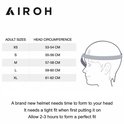 Tableau des tailles pour casques Airoh avec mesures de la circonférence de la tête.