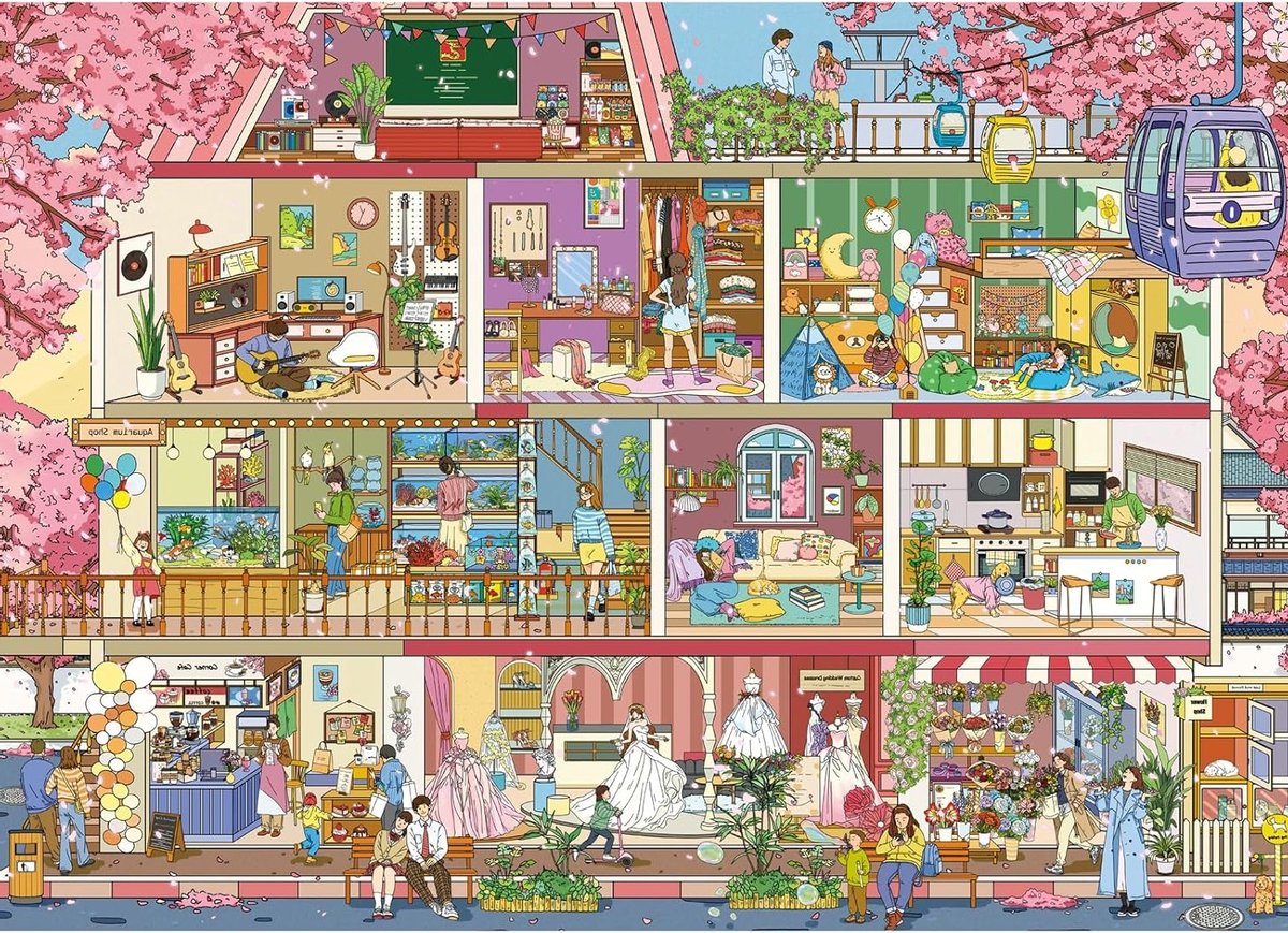 Puzzel van 1000 Stukken - Kersenbloesem Onder de Boom, Puzzel voor Volwassenen en Jongeren vanaf 14 Jaar, Ontspanning en Creativiteit
