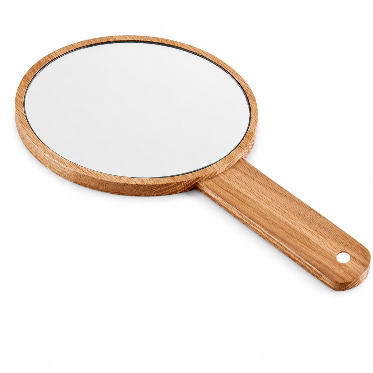 Professionele Handspiegel met Houten Frame - HD Draagbare Kappersspiegel - Natuurlijke houtkleur - Make-up Spiegel met Ergonomisch Handvat - Salon & Thuisgebruik - 1 Stuk
