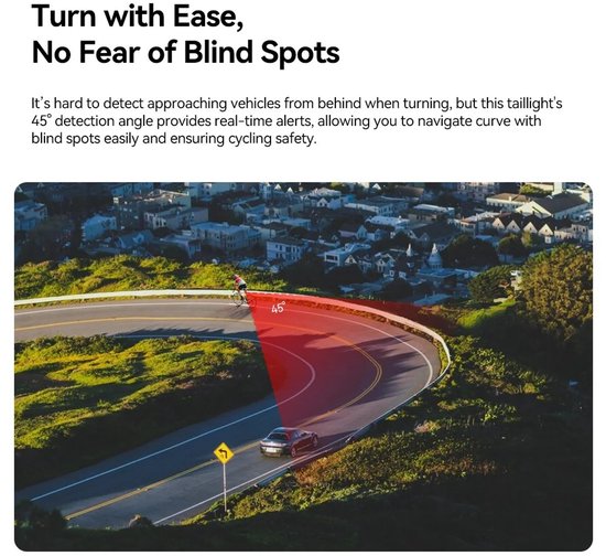 SRmini Radar Racefiest Verllichting - Slim Fietslamp Achter - Remwaarschuwing - Fietsachterlicht - 7 lichtmodi - Watderdicht — afbeelding 5