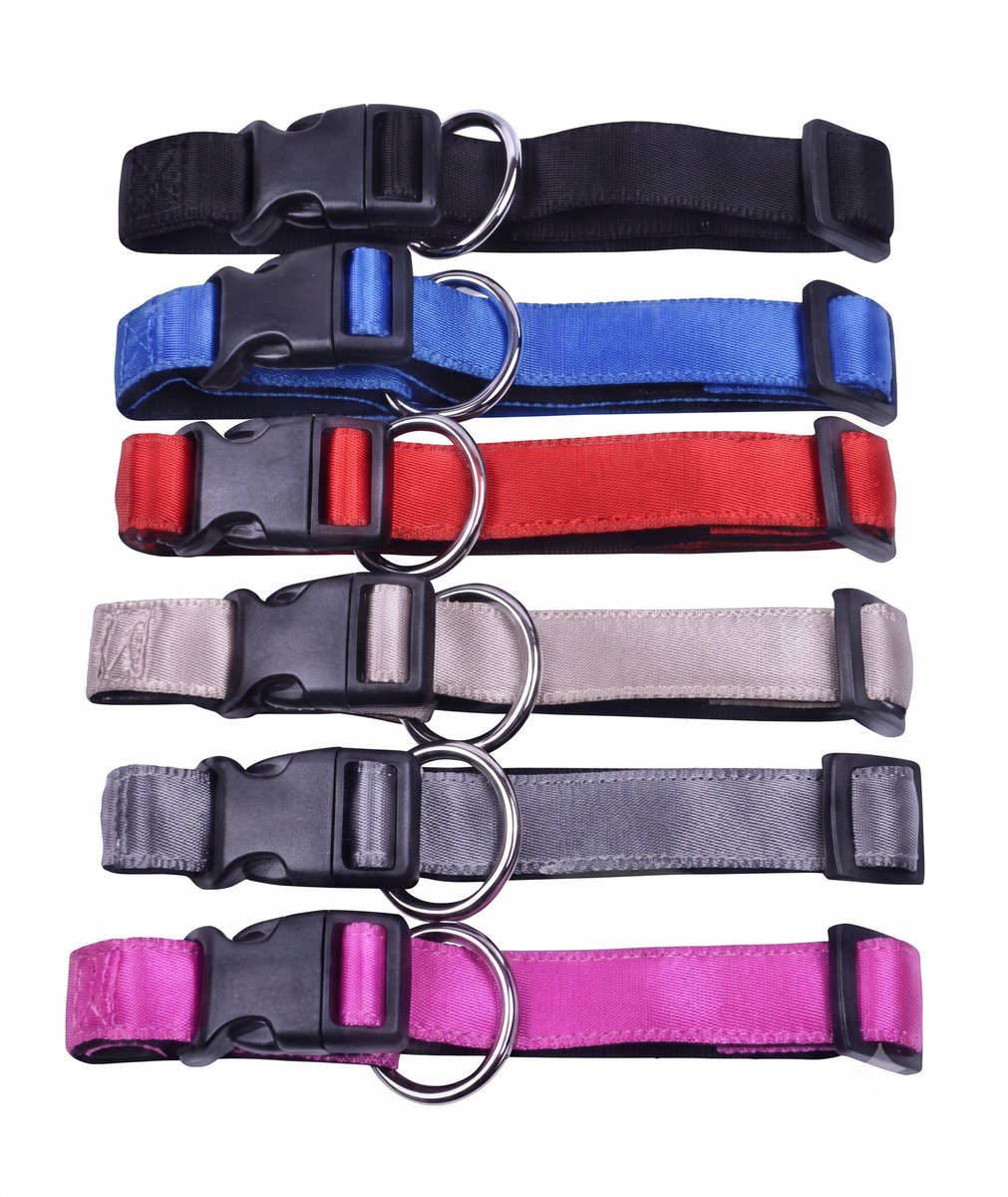 De-Tail Halsband nylon met zachte voering+snelsluiting 10mm x 20-30cm Blauw