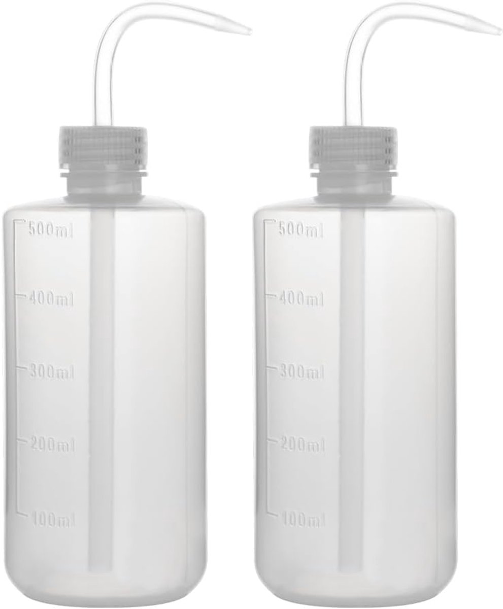 SnelShoppen - 2x 500ml Plastic Squeeze Flesjes met Smalle Mond voor Laboratoriumgebruik, LDPE, Voor Rinsing, Dosing en Overbrengen van Vloeistoffen