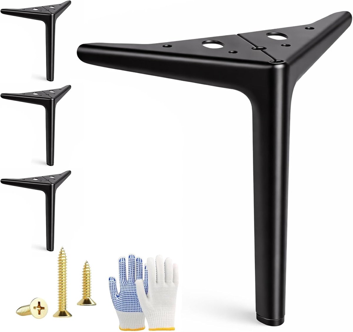 SnelShoppen - 4 Zwarte Meubelpoten 18 cm - Metalen Bankpoten voor Tafel, Salontafel, Kast, Dressoir - Belastbaar tot 700 kg - Robuuste Koolstofstaal P