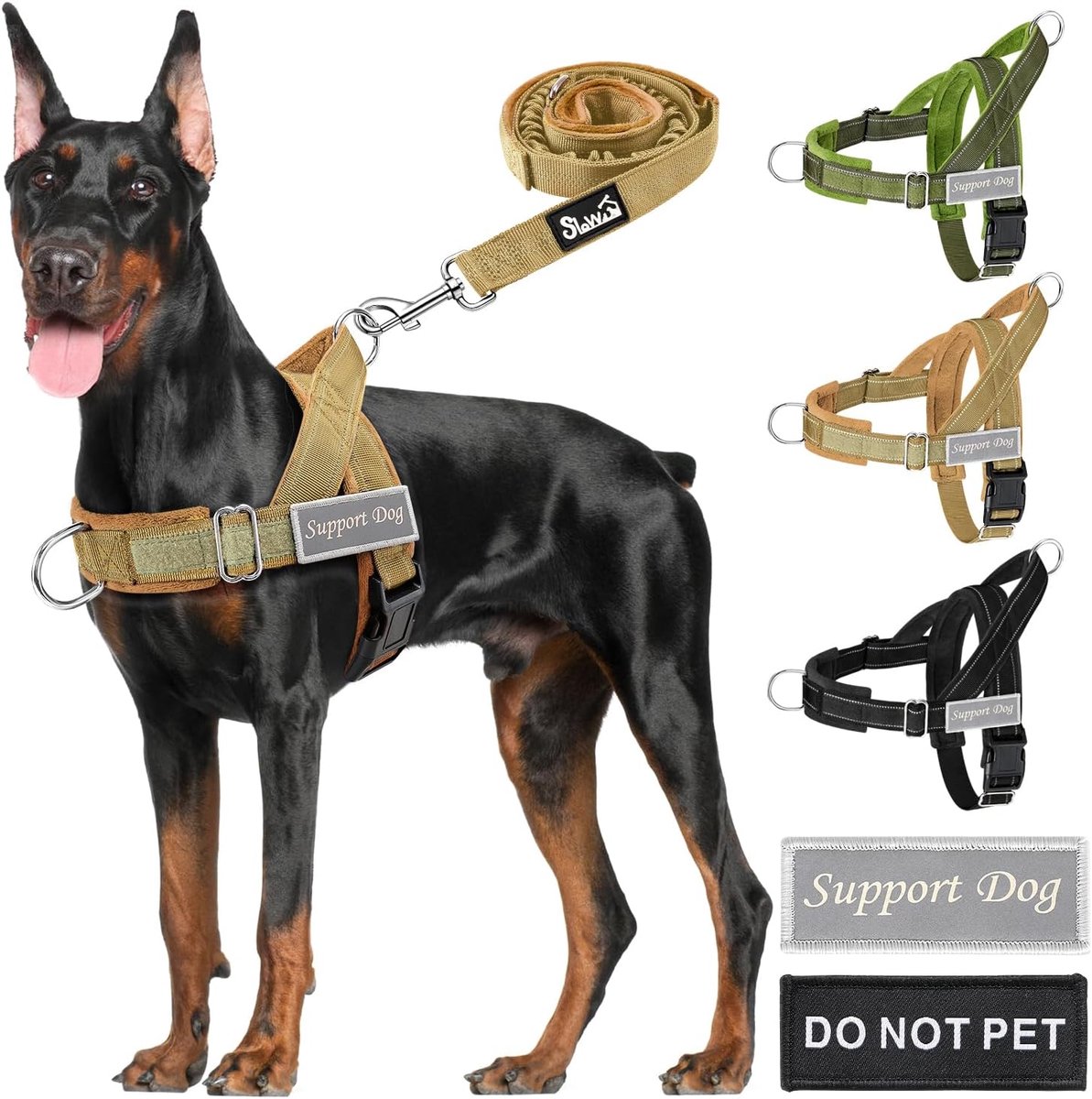 SnelShoppen - Hondentuig voor Middelgrote en Grote Honden met 1.55-1.70m Leash - Gevoerd Reflecterend Borsttuig met Verstelbare Hals en Borst - No Pul