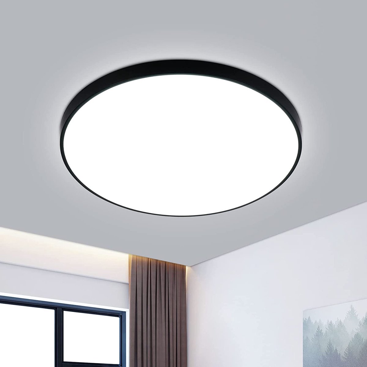 Riserva LED Plafondlamp Rond - 24W - 2700 lm - 6500K Koud Wit - Ø27 cm - Zwarte Spatwaterdichte LED Plafondlamp voor Badkamer, Keuken en Woonkamer