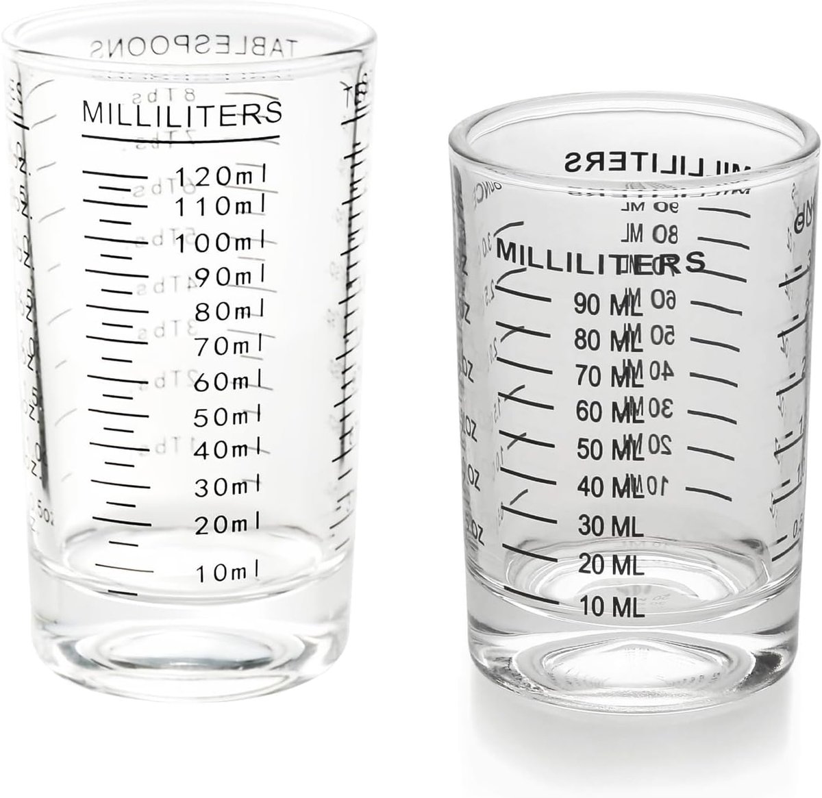 SnelShoppen - Cocktail Measuring Cup 90ml & 120ml - Hoge Kwaliteit Glazen Maatbeker met Duidelijke Schaal - Perfect voor Bar, Feest, Keuken, Cocktails