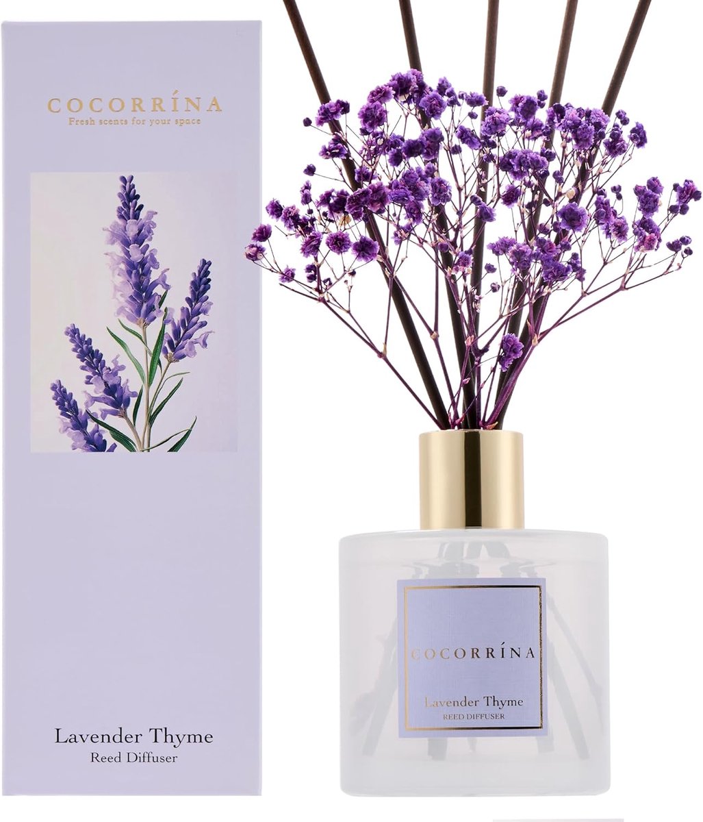 SnelShoppen - Reed Diffuser Lavendel Tijm - Geurverspreider voor Thuis - Aromatherapie - Luxe Geur - Interieur Decoratie - 100ml - Perfect voor Woonka