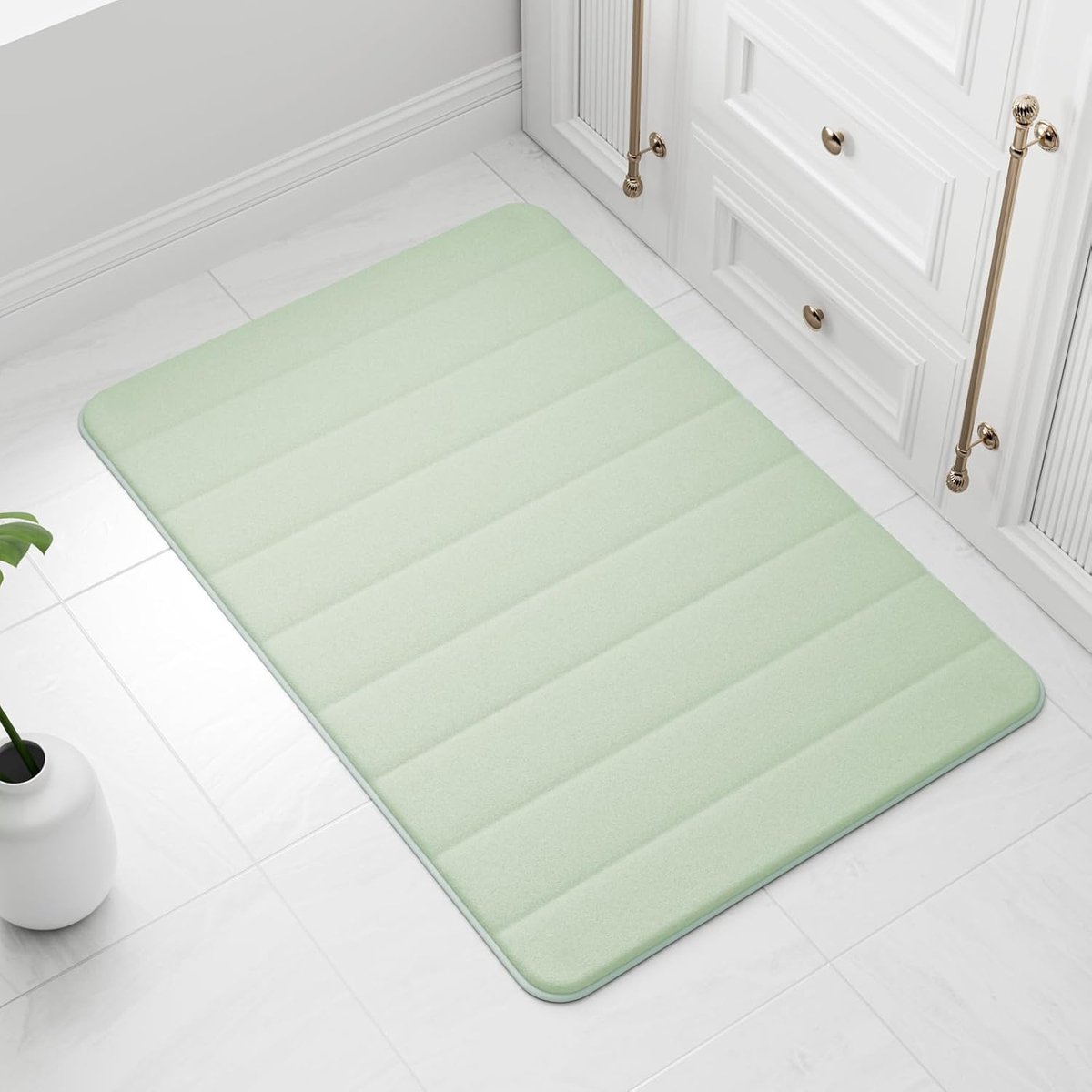 SnelShoppen - Memory Foam Badmat 60 x 90 cm, Lichtgroen, Ultra Zacht, Antislip en Super Absorberend Badkamerkleed