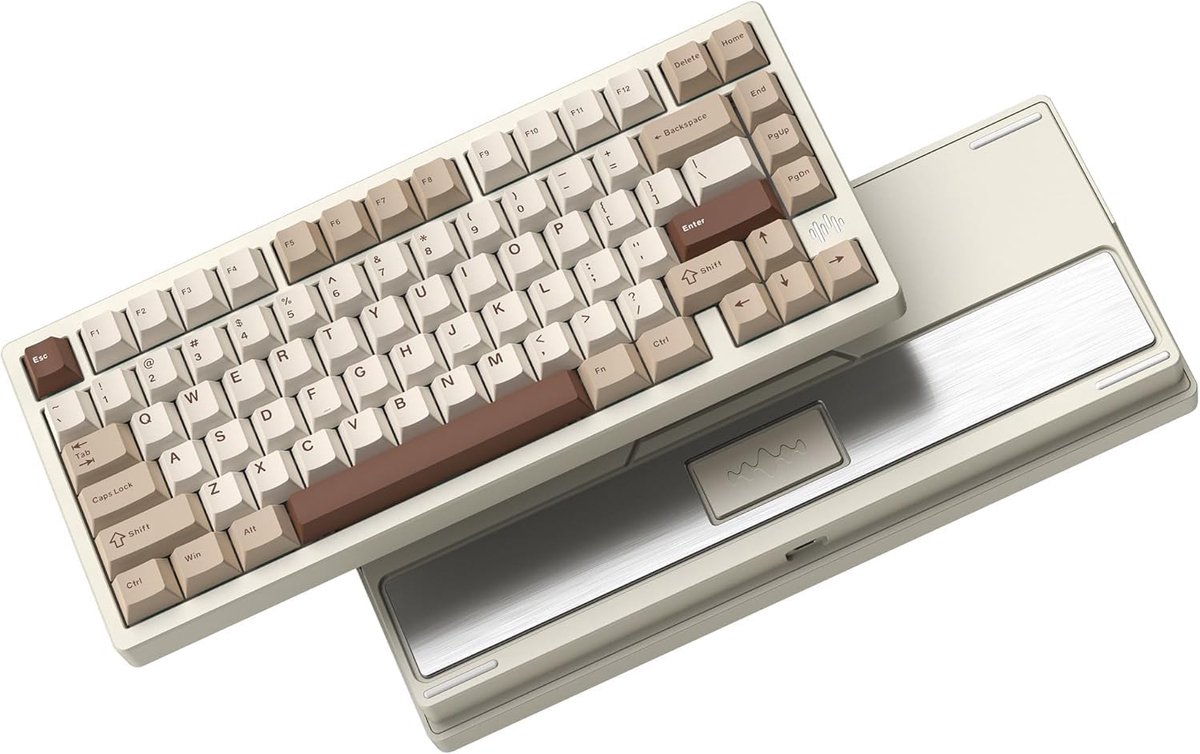 SnelShoppen - RD75 Pro 75% Gaming Toetsenbord, Snelle Draadloze Aluminium Mechanische Toetsenbord met RGB, Hot Swappable, Voor Windows/Mac/PC - Beige