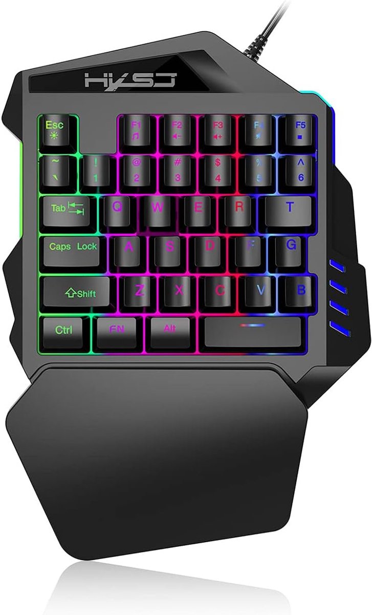 SnelShoppen - Gaming Keyboard 35 Toetsen Mechanisch Enkelhandig met LED Verlichting, Ergonomische Polsondersteuning, USB Bedraad voor LOL/PUBG, Mac/Wi