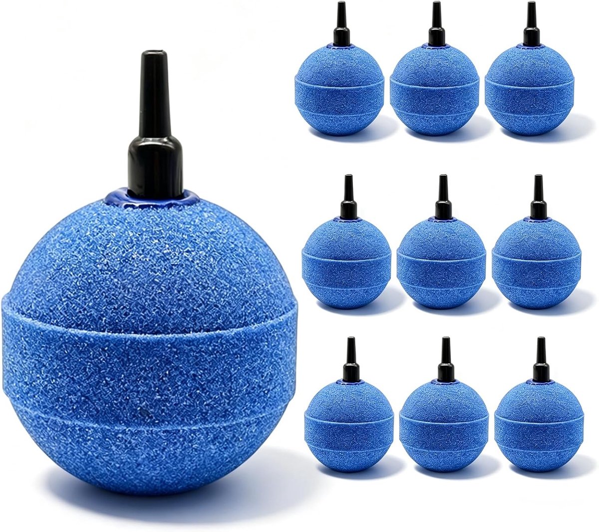 SnelShoppen - 10 Stuks Aquarium Luchtsteen Bal 5 cm - Bruissteen Zuurstofdiffuser voor Vijvers en Aquaria - Aansluitbaar op 4 mm/8 mm Slang - Stabiele