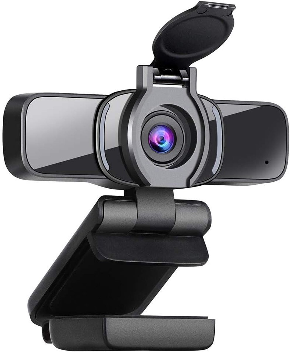 SnelShoppen - HD 1080P Webcam met Microfoon, USB Plug and Play Webcam voor PC, Mac, Laptop - Ideaal voor Video Calls, Conferenties, Gaming met Privacy