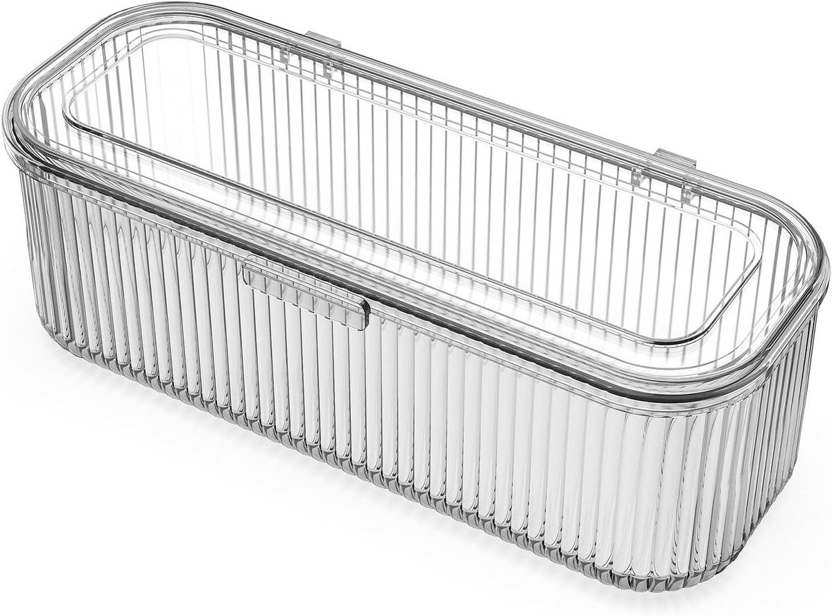 Thijox - Make-upkwastenhouder en Sponsjes Opbergdoos - Doorzichtig Cosmetische Opbergcase met Deksel - Perfect voor Dressoir, 1 Pack