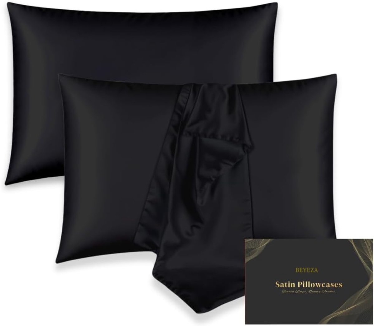SnelShoppen - Pillow Case Zwart - 2 Pack, Kussenslopen voor Verminderen van Frizz, Ideaal voor Slaapkamers, Hotel-stijl, Soft Microvezel, Ondersteunt