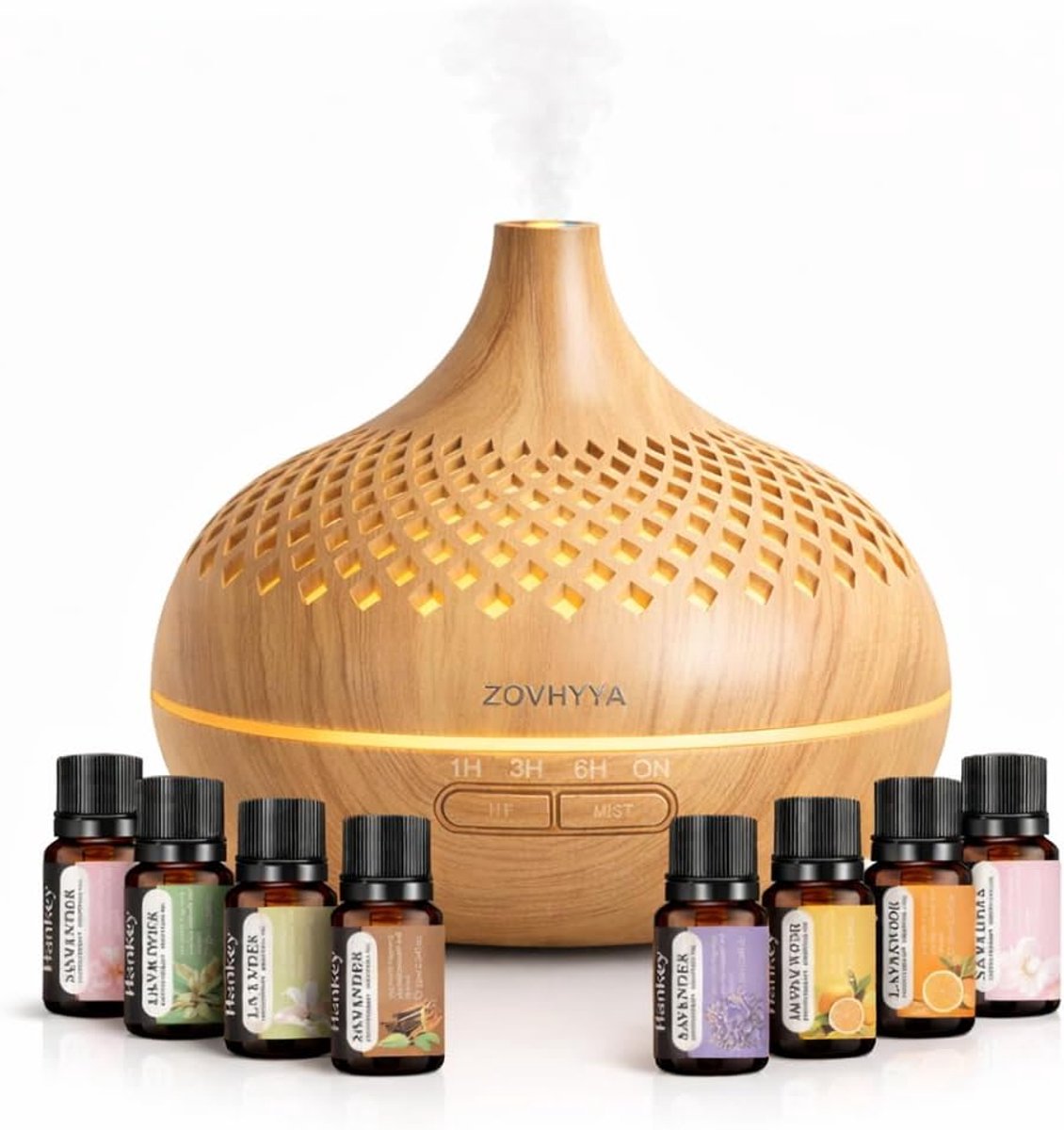 SnelShoppen - Aroma Diffuser 500 ml Luchtbevochtiger met 14 LED Kleuren, Afstandsbediening, 4 Timers en 2 Spray Modi voor Thuis, Slaapkamer en Kantoor