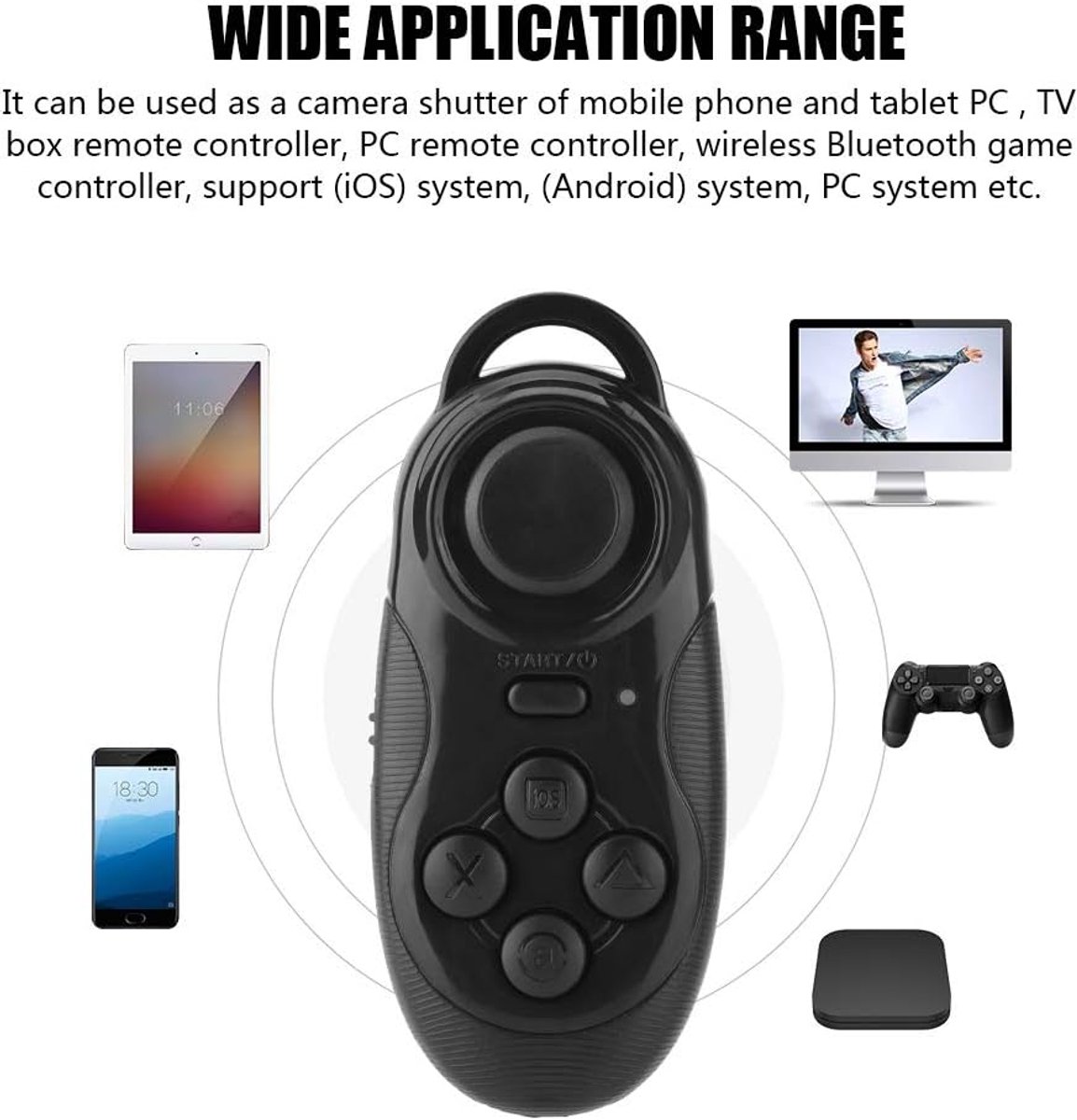 SnelShoppen - Bluetooth Remote Gamepad - Mini Draadloze Game Controller Joystick - Selfie Timer voor Smartphones, Tablets en TV - Universele Pocket Re
