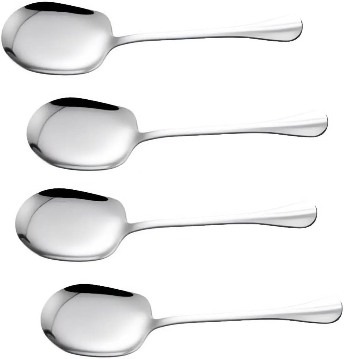 SnelShoppen - 4 stuks Roestvrijstalen Opscheplepels 25 cm - Slabestek met Lange Handgrepen - Grote Serveerscheppen voor Buffet, Restaurant en Feest