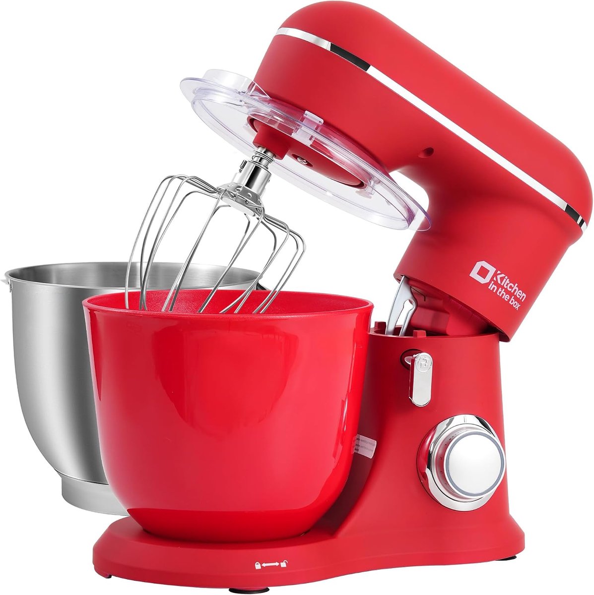 SnelShoppen - Keukenmachine 1300W met 10 Snelheden, 4.5L & 5L Mengkommen, Elektrische Stand Mixer met Klopper, Mixer en Deeghaak (Rood)
