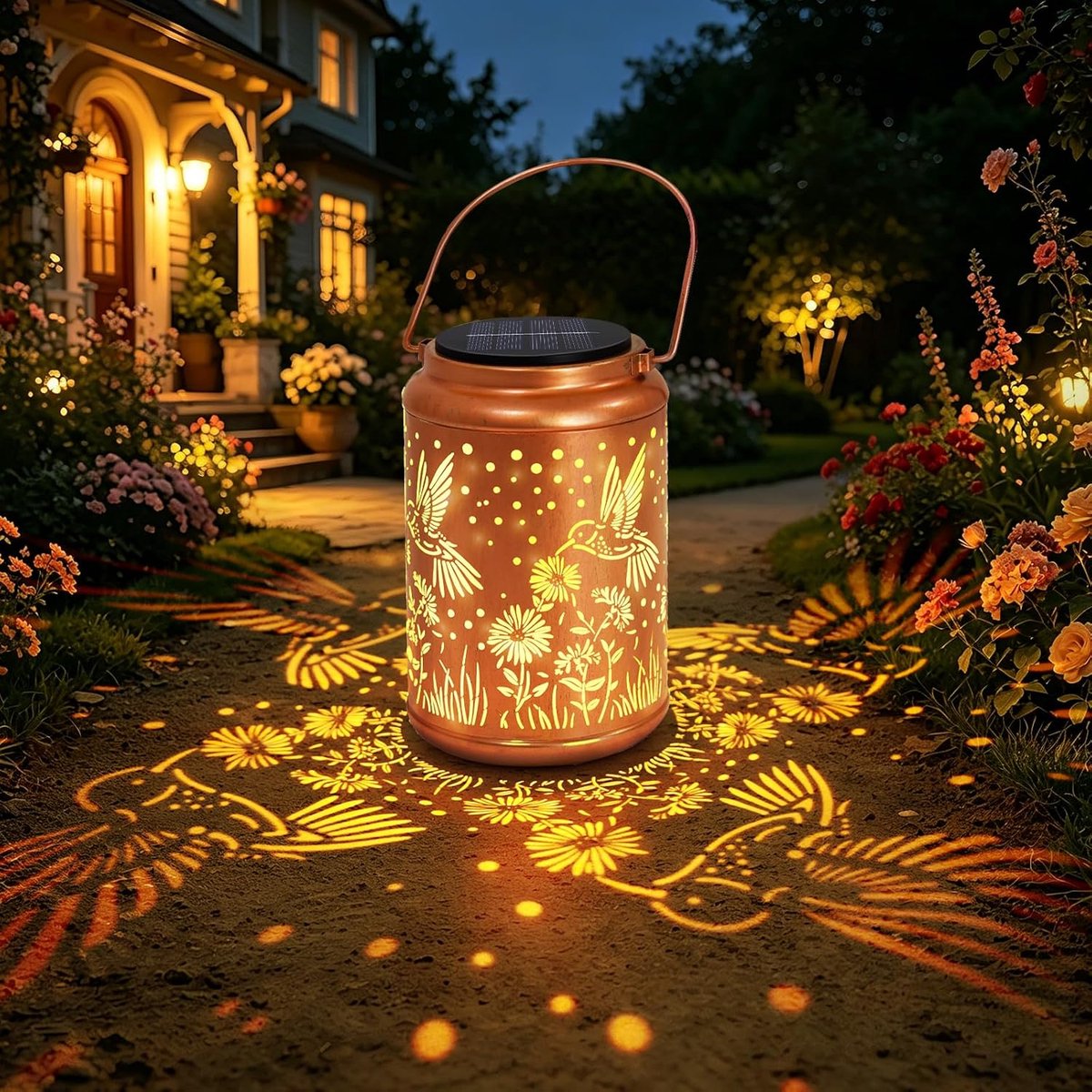 SnelShoppen - Vintage Solar Lantaarn Buiten, Retro Tuinverlichting, Weerbestendig IP65, Hanglamp voor Balkon, Patio, Tuin en Yard Decoratie, Warm Wit